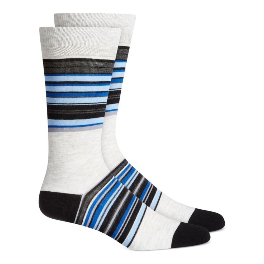 ALFATECH BY ALFANI Mens Eternal Blue Comfortable Seamless Dress Crew Socks 7-12